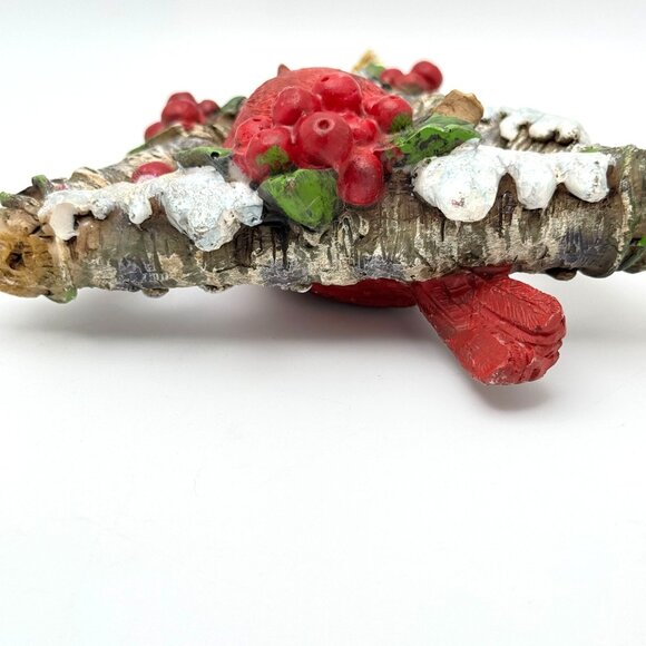 Cardinal Bird Ornament With Snowy Birch Frame & Red Berries Gift - Picture 7 of 10